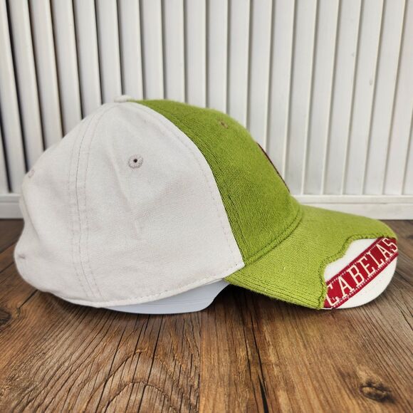 Cabela's Collegiate Varsity "C" Strapback Hat Cap Green Terry Cloth Distressed - Picture 4 of 11